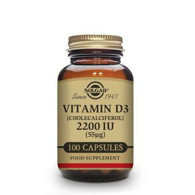 SOLGAR VITAMINA D3 COLECALCIFEROL 2200UI, 100 CAPS