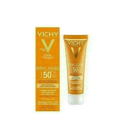 IDEAL SOLEIL SPF 50  CUIDADO ANTIMANCHAS 3 EN 1 COLOR 50 ML