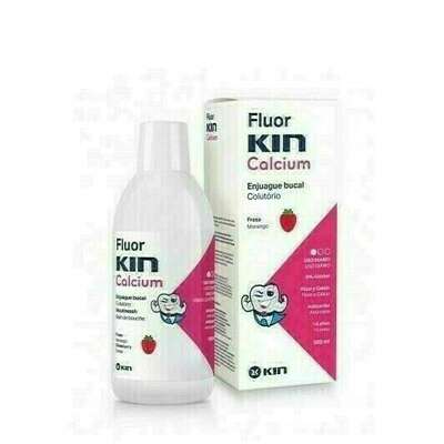 FLUOR KIN CALCIO ENJUAGUE BUCAL FRESA 500 ML