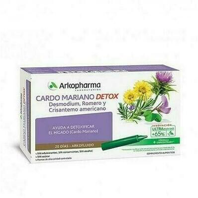 ARKOPHARMA CARDO MARIANO DETOX  20 AMPOLLAS 15 ML