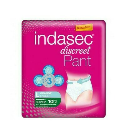 INDASEC PANT SUPER ABSORB INC ORINA DIA ANAT T- L 10 ABSORB