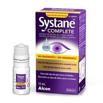 SYSTANE COMPLETE GOTAS OFTALMICAS LUBRICANTES SIN CONSERVANTES 1 FRASCO 10 ML