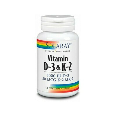 VITAMINA D3- K2= MK7 60 CAPS -SOLARAY-