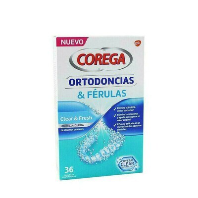 COREGA ORTODONCIAS FERULAS 36 TABLETAS LIMPIADOR