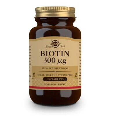 SOLGAR BIOTINA 300 MCG 100 COMP.