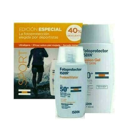 PACK SPORT FOTOPROTECTOR ISDIN FUSION SPF50  GEL 100 ML   WATER  50 ML