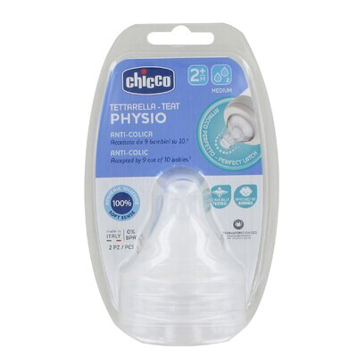 TETINA SILICONA CHICCO PHYSIO 2M  FLUJO MEDIO 2