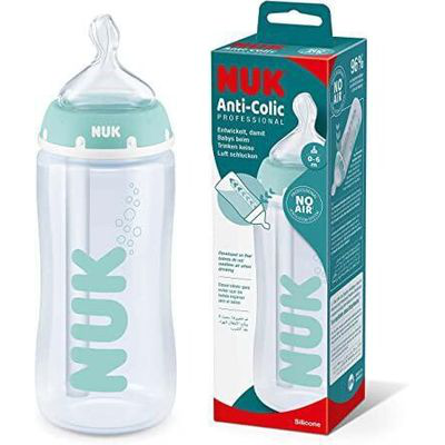 BIBERON SILICONA NUK ANTICOLICO 300ML 0 - 6 MESES