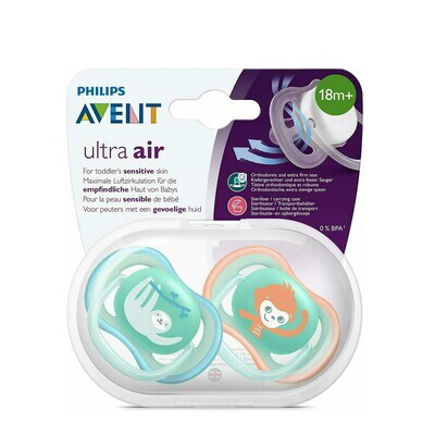 AVENT CHUPETE SILICONA  18 M ANIMALITOS 2 CHUPETES NIÑO