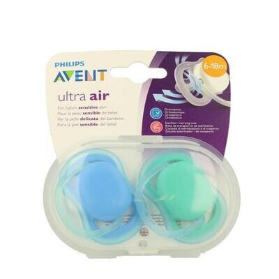 AVENT CHUPETE ULTRA AIR 6-18M LISOS NIÑO 2U