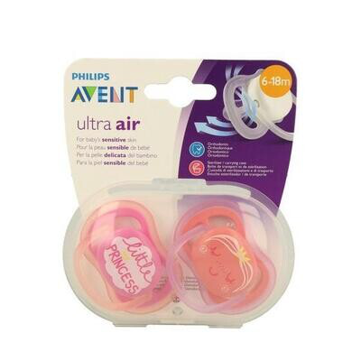 AVENT CHUPETE SILICONA ULTRA AIR DECORADO 6-18M NIÑA