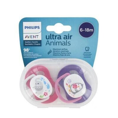 AVENT CHUPETE ULTRA AIR ANIMALS 6-18 M 2U NIÑA