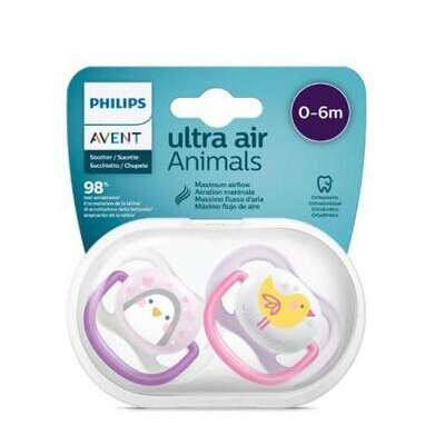 AVENT CHUPETE ULTRA-AIR ANIMALS 0-6 M NIÑA 2U