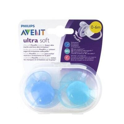 AVENT CHUPETE ULTRASOFT 0-6M LISOS NIÑO 2U